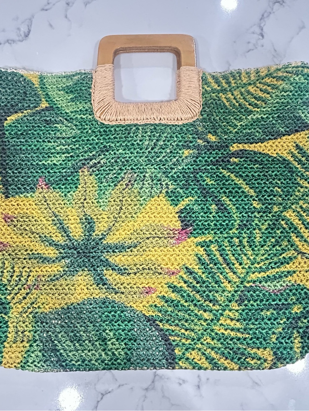 Woven Tropical Green & Yellow Tote Bag